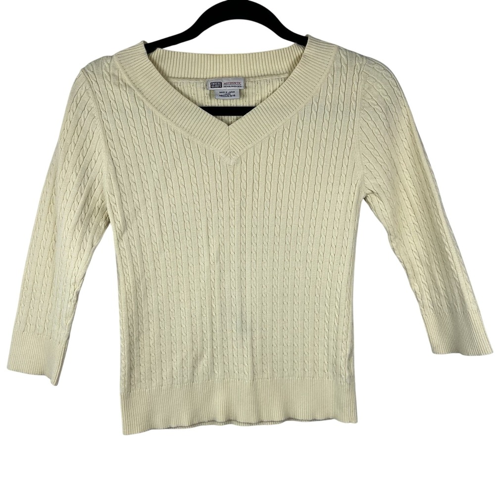 VTG 3/4 Sleeve Women's Size‎ M 8/10 Faded Glory Baby Yellow Ribbed Sweater Japan